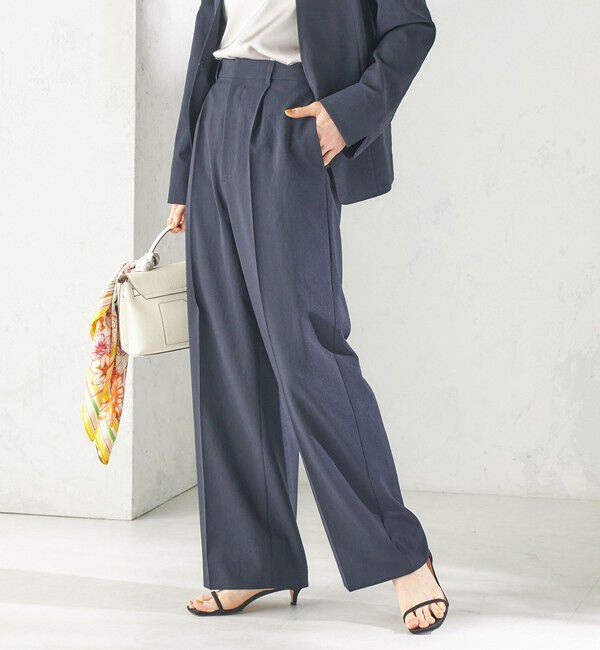 SHIPS for women「〈洗濯機可能/接触冷感/吸水速乾〉FUNCTION セミワイド パンツ（セットアップ対応可）」|スラックス|
