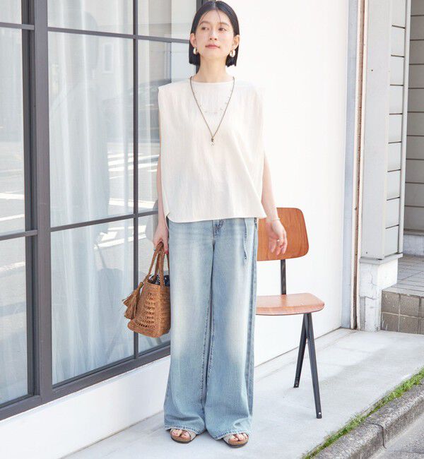 SHIPS for women「【実力派ベーシック】〈手洗い可能〉レーヨン ナイロン 深 ベンツ ノースリーブ プルオーバー」|Tシャツ・カットソー|