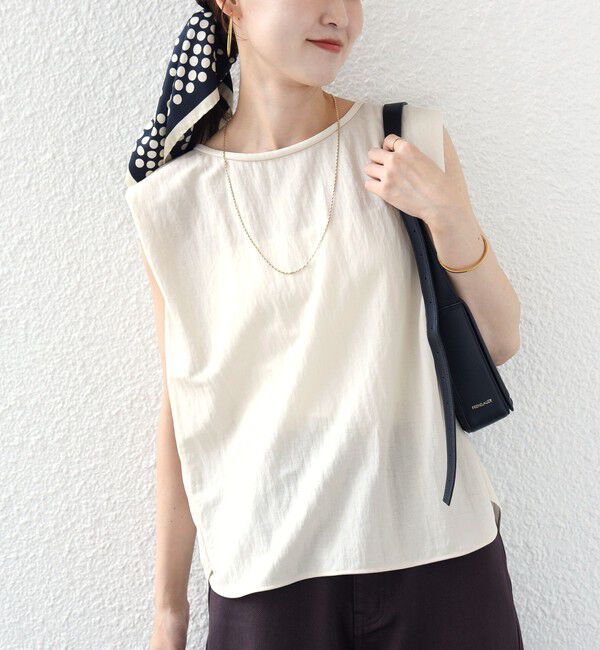 SHIPS for women「【実力派ベーシック】〈手洗い可能〉レーヨン ナイロン 深 ベンツ ノースリーブ プルオーバー」|Tシャツ・カットソー|