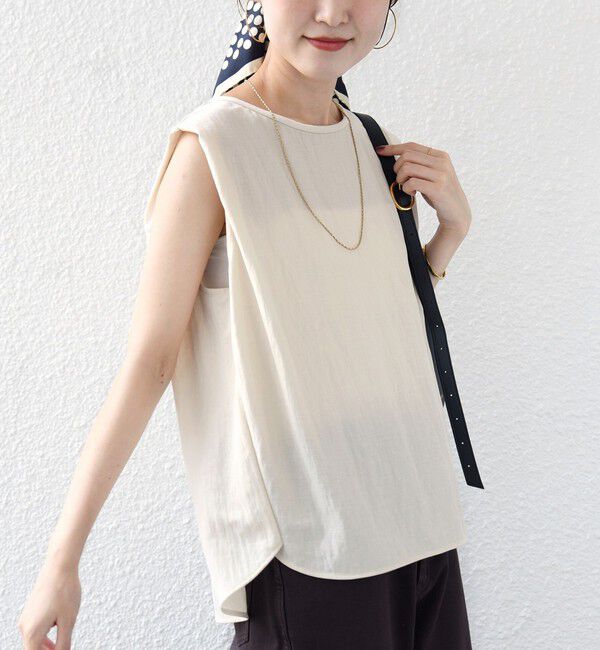 SHIPS for women「【実力派ベーシック】〈手洗い可能〉レーヨン ナイロン 深 ベンツ ノースリーブ プルオーバー」|Tシャツ・カットソー|