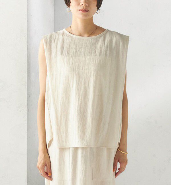 SHIPS for women「【実力派ベーシック】〈手洗い可能〉レーヨン ナイロン 深 ベンツ ノースリーブ プルオーバー」|Tシャツ・カットソー|