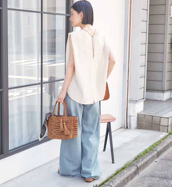 SHIPS for women「【実力派ベーシック】〈手洗い可能〉レーヨン ナイロン 深 ベンツ ノースリーブ プルオーバー」|Tシャツ・カットソー|