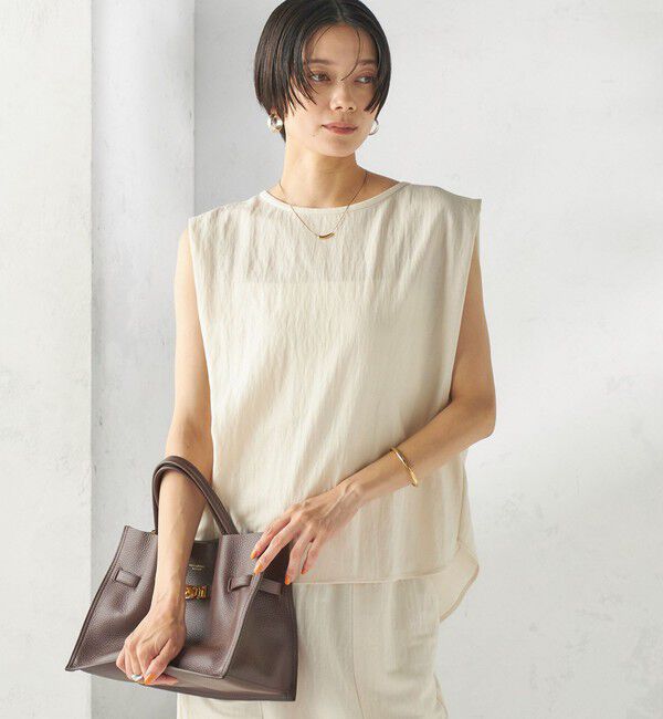 SHIPS for women「【実力派ベーシック】〈手洗い可能〉レーヨン ナイロン 深 ベンツ ノースリーブ プルオーバー」|Tシャツ・カットソー|