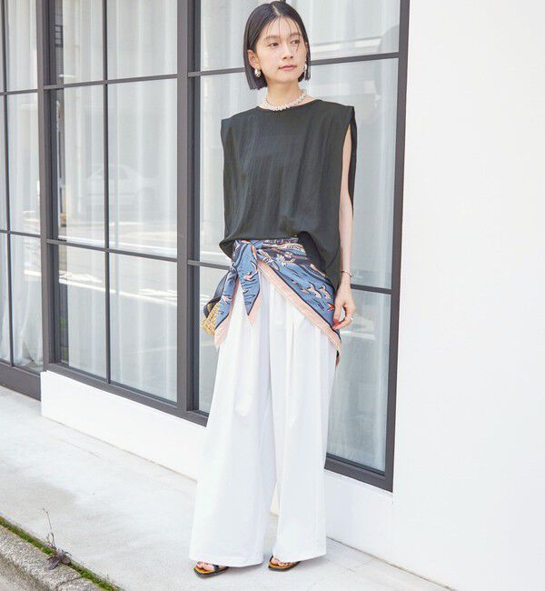 SHIPS for women「【実力派ベーシック】〈手洗い可能〉レーヨン ナイロン 深 ベンツ ノースリーブ プルオーバー」|Tシャツ・カットソー|