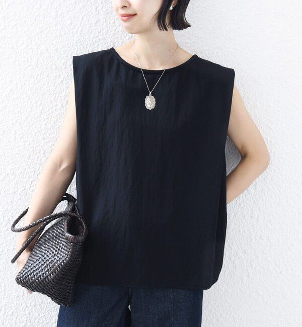 SHIPS for women「【実力派ベーシック】〈手洗い可能〉レーヨン ナイロン 深 ベンツ ノースリーブ プルオーバー」|Tシャツ・カットソー|