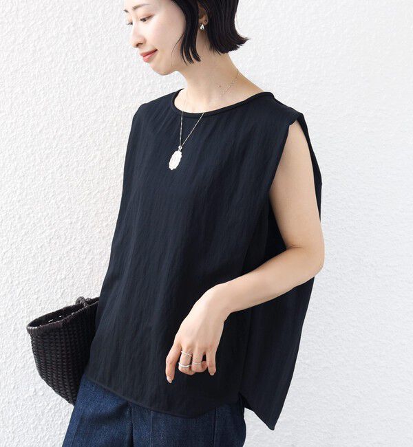 SHIPS for women「【実力派ベーシック】〈手洗い可能〉レーヨン ナイロン 深 ベンツ ノースリーブ プルオーバー」|Tシャツ・カットソー|