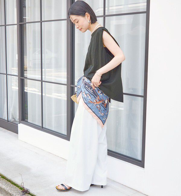 SHIPS for women「【実力派ベーシック】〈手洗い可能〉レーヨン ナイロン 深 ベンツ ノースリーブ プルオーバー」|Tシャツ・カットソー|
