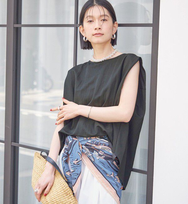 SHIPS for women「【実力派ベーシック】〈手洗い可能〉レーヨン ナイロン 深 ベンツ ノースリーブ プルオーバー」|Tシャツ・カットソー|