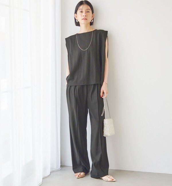 SHIPS for women「【実力派ベーシック】〈手洗い可能〉レーヨン ナイロン 深 ベンツ ノースリーブ プルオーバー」|Tシャツ・カットソー|