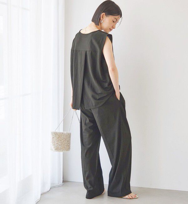 SHIPS for women「【実力派ベーシック】〈手洗い可能〉レーヨン ナイロン 深 ベンツ ノースリーブ プルオーバー」|Tシャツ・カットソー|