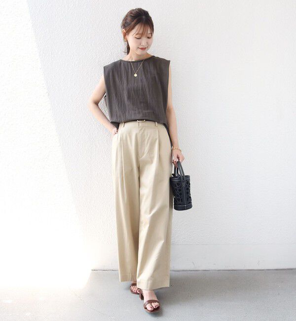 SHIPS for women「【実力派ベーシック】〈手洗い可能〉レーヨン ナイロン 深 ベンツ ノースリーブ プルオーバー」|Tシャツ・カットソー|