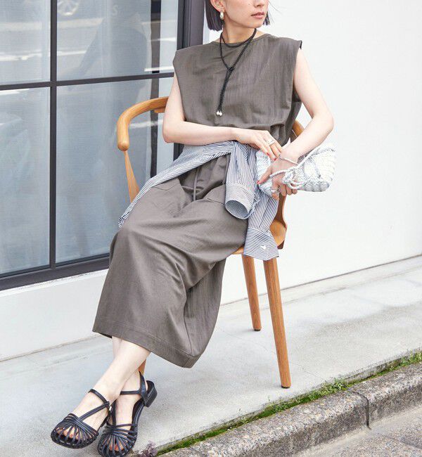 SHIPS for women「【実力派ベーシック】〈手洗い可能〉レーヨン ナイロン 深 ベンツ ノースリーブ プルオーバー」|Tシャツ・カットソー|