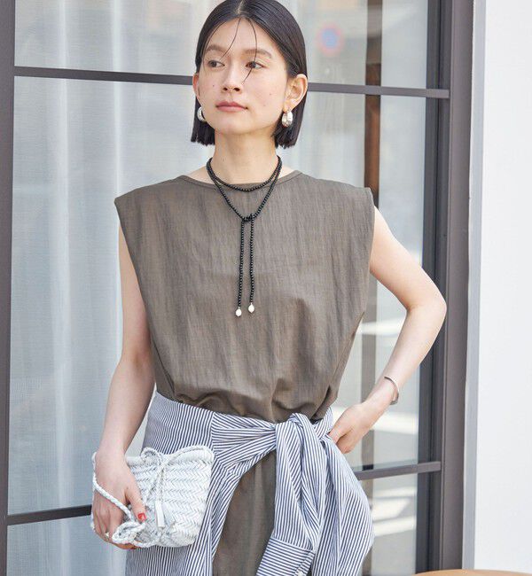 SHIPS for women「【実力派ベーシック】〈手洗い可能〉レーヨン ナイロン 深 ベンツ ノースリーブ プルオーバー」|Tシャツ・カットソー|