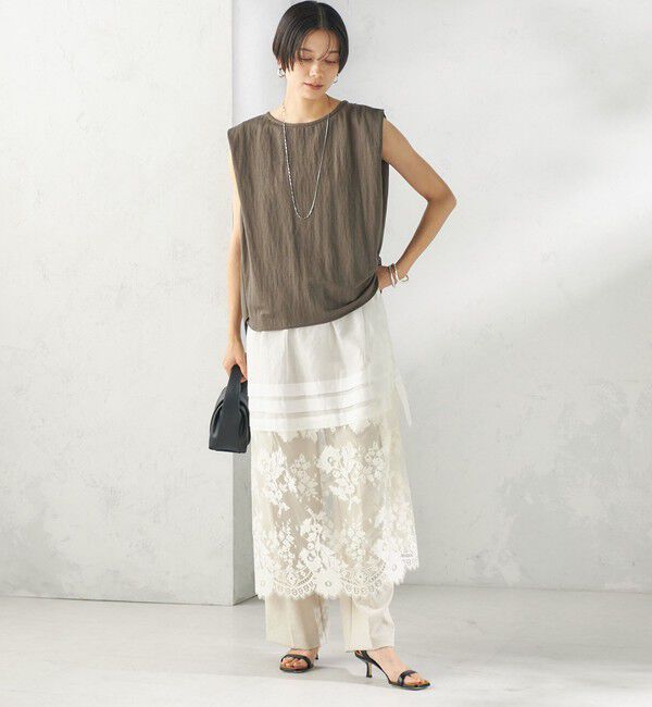 SHIPS for women「【実力派ベーシック】〈手洗い可能〉レーヨン ナイロン 深 ベンツ ノースリーブ プルオーバー」|Tシャツ・カットソー|