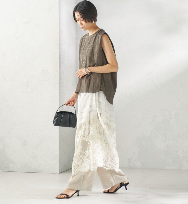 SHIPS for women「【実力派ベーシック】〈手洗い可能〉レーヨン ナイロン 深 ベンツ ノースリーブ プルオーバー」|Tシャツ・カットソー|