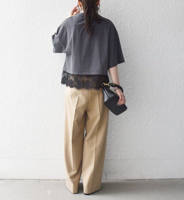 SHIPS any「SHIPS any:〈洗濯機可能〉ジップ レース ヘム ハーフスリーブ TEE」|Tシャツ・カットソー|