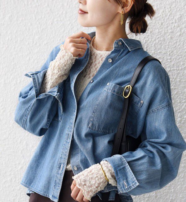 SHIPS for women「〈手洗い可能〉シュリンク レース ヘンリーネック 2WAY プルオーバー」|Tシャツ・カットソー|