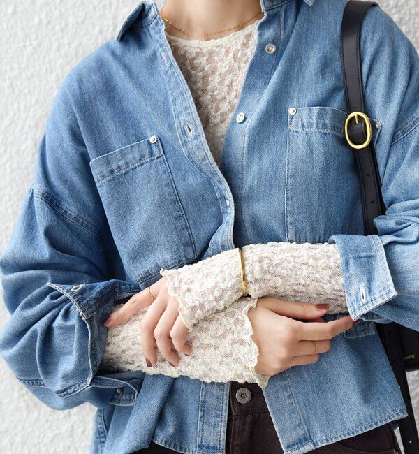 SHIPS for women「〈手洗い可能〉シュリンク レース ヘンリーネック 2WAY プルオーバー」|Tシャツ・カットソー|