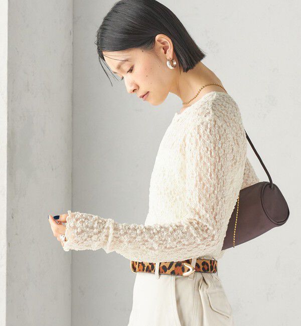 SHIPS for women「〈手洗い可能〉シュリンク レース ヘンリーネック 2WAY プルオーバー」|Tシャツ・カットソー|