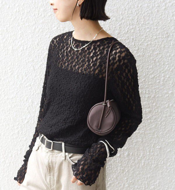 SHIPS for women「〈手洗い可能〉シュリンク レース ヘンリーネック 2WAY プルオーバー」|Tシャツ・カットソー|