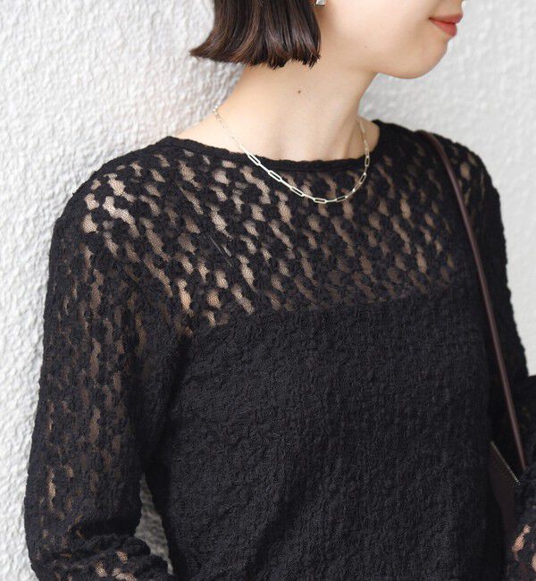 SHIPS for women「〈手洗い可能〉シュリンク レース ヘンリーネック 2WAY プルオーバー」|Tシャツ・カットソー|