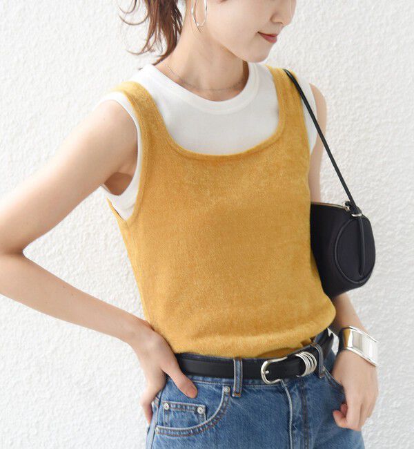 SHIPS for women「〈手洗い可能〉ミニシャギー 前後 2WAY スクエア ニット タンク」|タンクトップ|イエロー