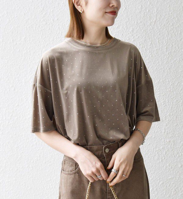SHIPS any「SHIPS any:〈洗濯機可能〉ポリエステルベロア ラメ ドット ワイド カットソー」|Tシャツ・カットソー|