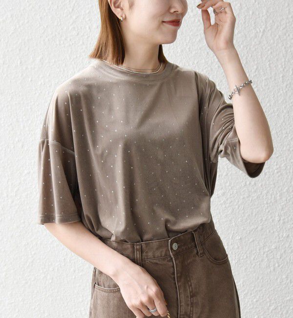 SHIPS any「SHIPS any:〈洗濯機可能〉ポリエステルベロア ラメ ドット ワイド カットソー」|Tシャツ・カットソー|