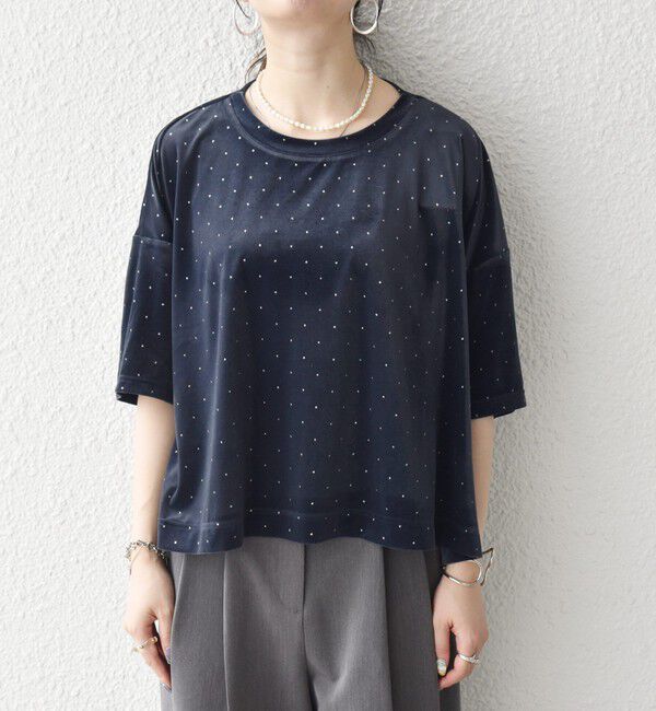 SHIPS any「SHIPS any:〈洗濯機可能〉ポリエステルベロア ラメ ドット ワイド カットソー」|Tシャツ・カットソー|