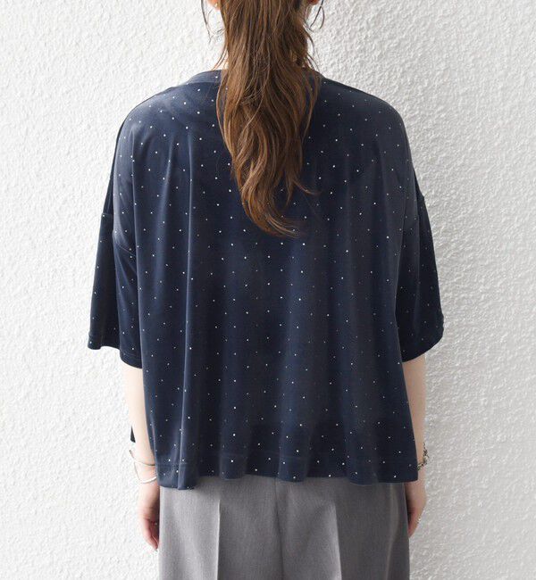 SHIPS any「SHIPS any:〈洗濯機可能〉ポリエステルベロア ラメ ドット ワイド カットソー」|Tシャツ・カットソー|