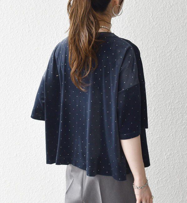 SHIPS any「SHIPS any:〈洗濯機可能〉ポリエステルベロア ラメ ドット ワイド カットソー」|Tシャツ・カットソー|
