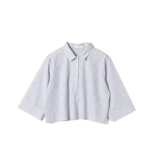 SHIPS for women「【WEB限定】〈手洗い可能〉シアー ジャカード ポロ ワイド スリーブ プルオーバー」|ポロシャツ|
