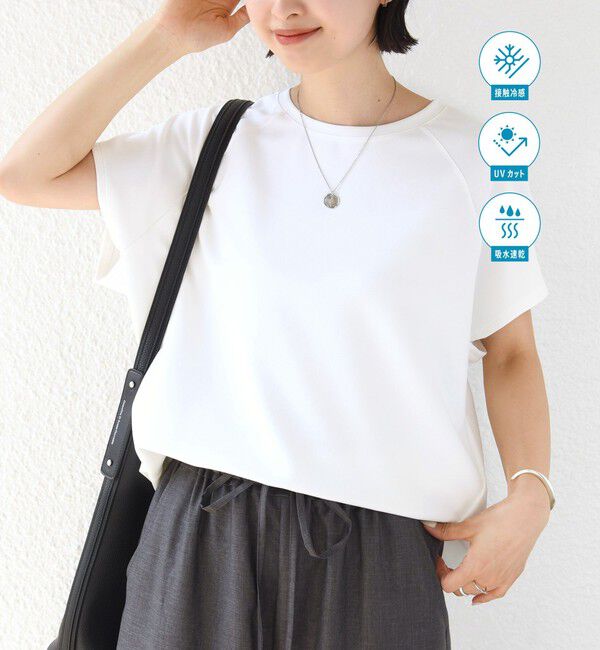 SHIPS for women「〈接触冷感/UVカット/吸水速乾〉ジョーゼット サイド タック フォルム スリーブ プルオーバー」|Tシャツ・カットソー|オフホワイト