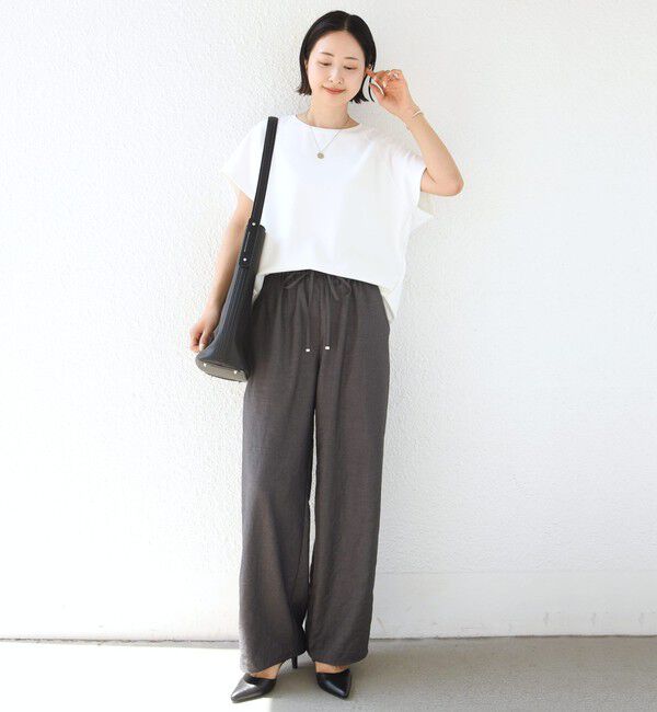 SHIPS for women「〈接触冷感/UVカット/吸水速乾〉ジョーゼット サイド タック フォルム スリーブ プルオーバー」|Tシャツ・カットソー|