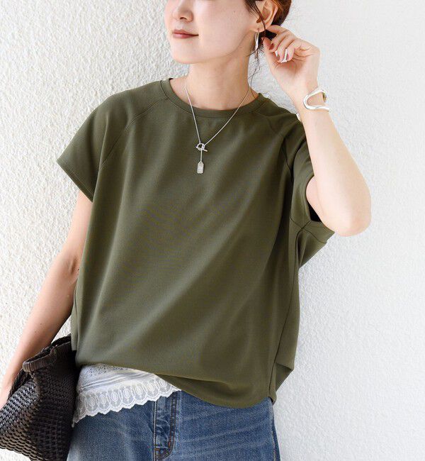 SHIPS for women「〈接触冷感/UVカット/吸水速乾〉ジョーゼット サイド タック フォルム スリーブ プルオーバー」|Tシャツ・カットソー|