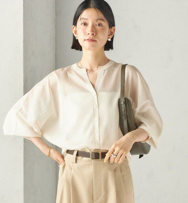SHIPS for women「〈手洗い可能〉ラメ シアー キーネック ドルマン カーディガン」|カーディガン|