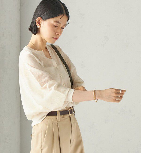SHIPS for women「〈手洗い可能〉ラメ シアー キーネック ドルマン カーディガン」|カーディガン|