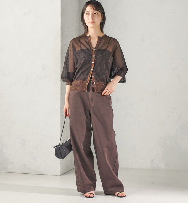 SHIPS for women「〈手洗い可能〉ラメ シアー キーネック ドルマン カーディガン」|カーディガン|