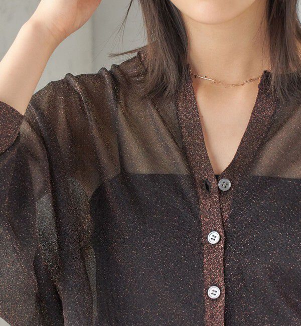 SHIPS for women「〈手洗い可能〉ラメ シアー キーネック ドルマン カーディガン」|カーディガン|