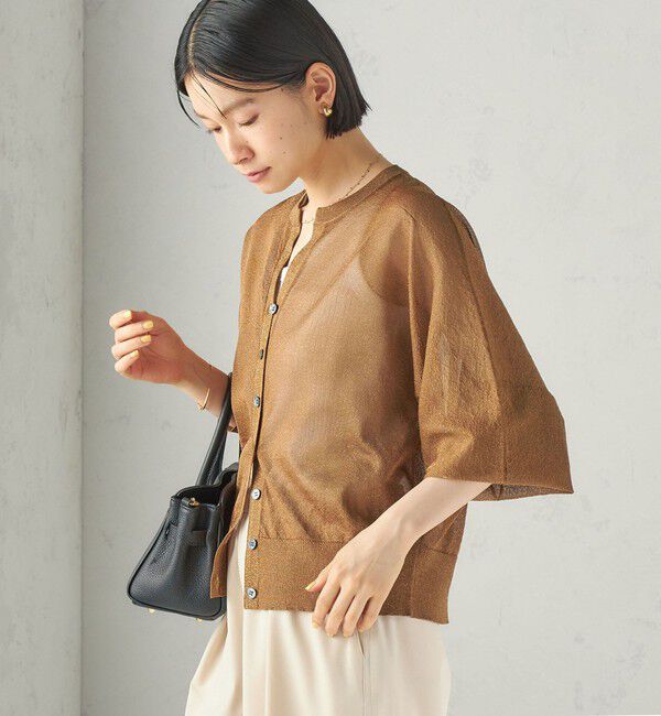 SHIPS for women「〈手洗い可能〉ラメ シアー キーネック ドルマン カーディガン」|カーディガン|