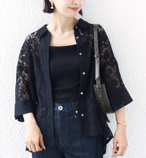 SHIPS for women「〈手洗い可能〉フラワー コード レース 羽織 シャツ」|シャツ・ブラウス|