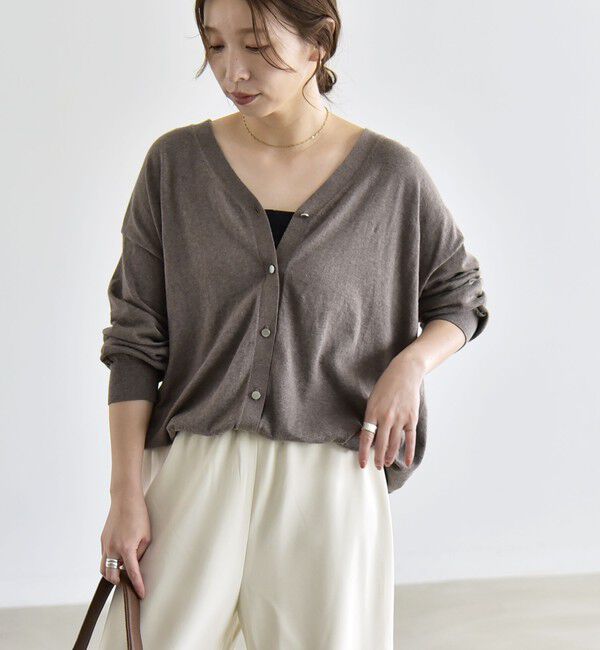 quaranciel「《予約》quaranciel:〈手洗い可能〉カシミヤ ミックス Vネック ドロスト カーディガン」|カーディガン|