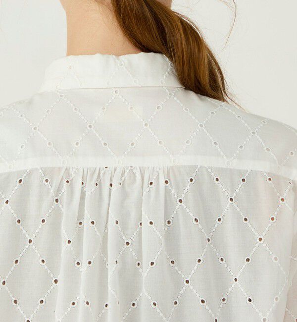 Ballsey「アイレットダイヤエンブロイダリー ハーフスリーブシャツブラウス」|シャツ・ブラウス|