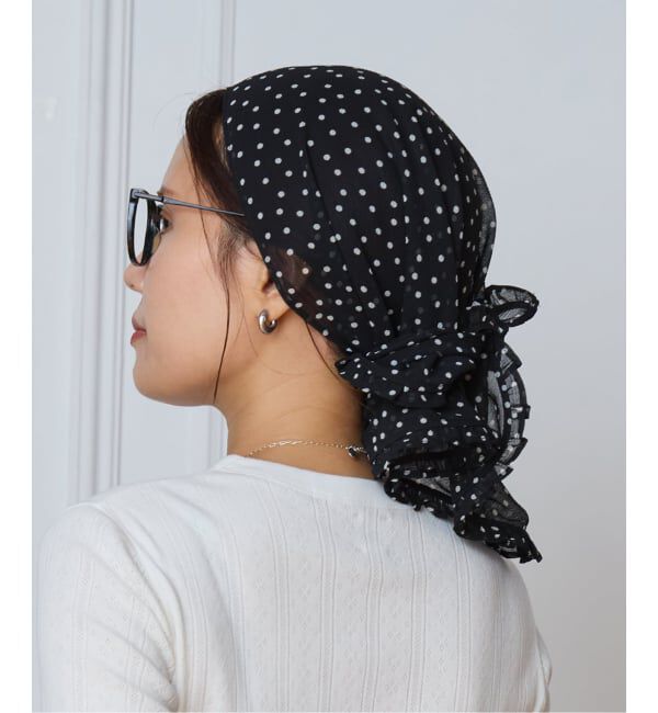 IENA LA BOUCLE「IENA LA BOUCLE シアードットバブーシュカ」|バンダナ・スカーフ|ブラック A