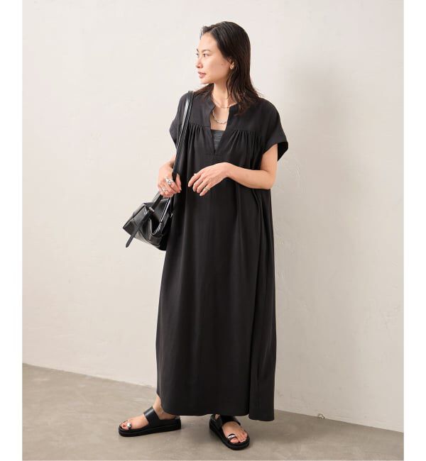 JOURNAL STANDARD「麻混ギャザーワンピース」|ワンピース|