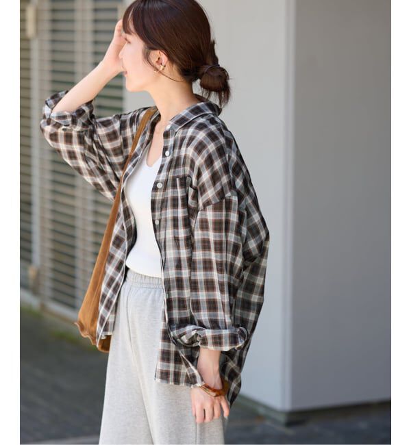 JOURNAL STANDARD relume「《追加2》コットンローンチェックオーバーサイズ」|シャツ・ブラウス|