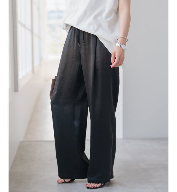 Spick and Span「ワッシャーサテンイージーパンツ」|その他|ブラック