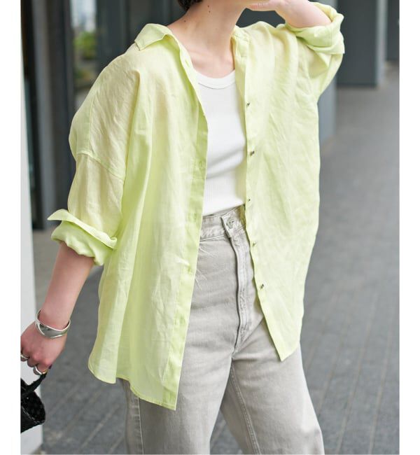 Spick and Span「《全15色 / 追加》 80リネンカシュクール ビッグシャツ」|シャツ・ブラウス|
