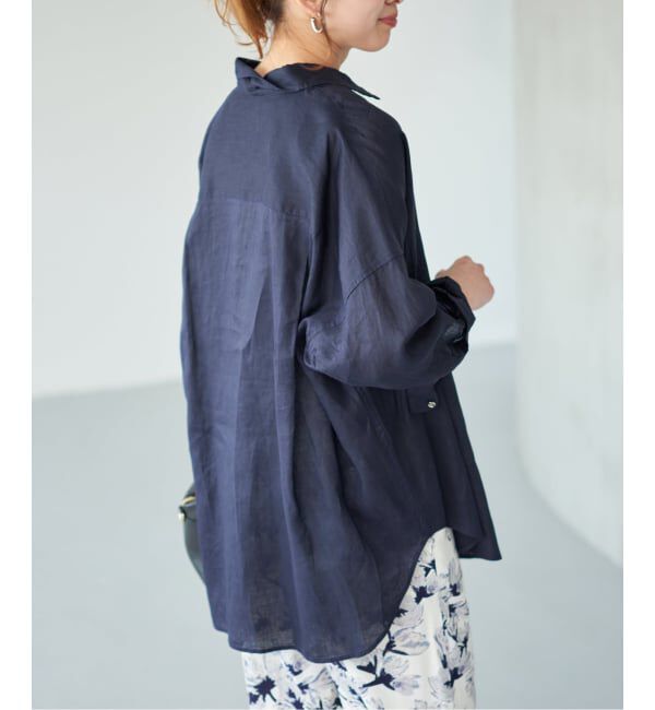 Spick and Span「《全15色 / 追加》 80リネンカシュクール ビッグシャツ」|シャツ・ブラウス|