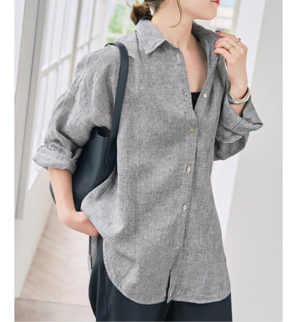 Spick and Span「《全15色 / 追加》 80リネンカシュクール ビッグシャツ」|シャツ・ブラウス|